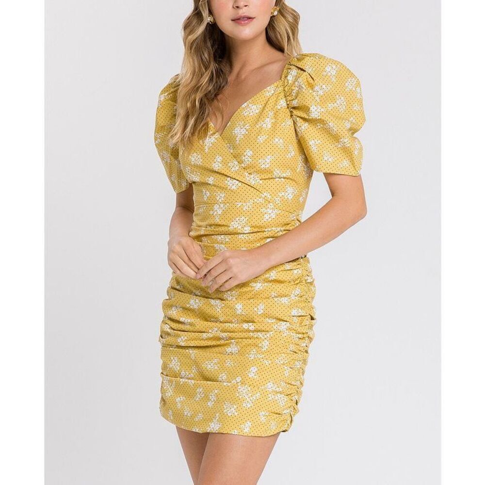 English factory Polka Dot puff sleeved ruched mini dress Size XS